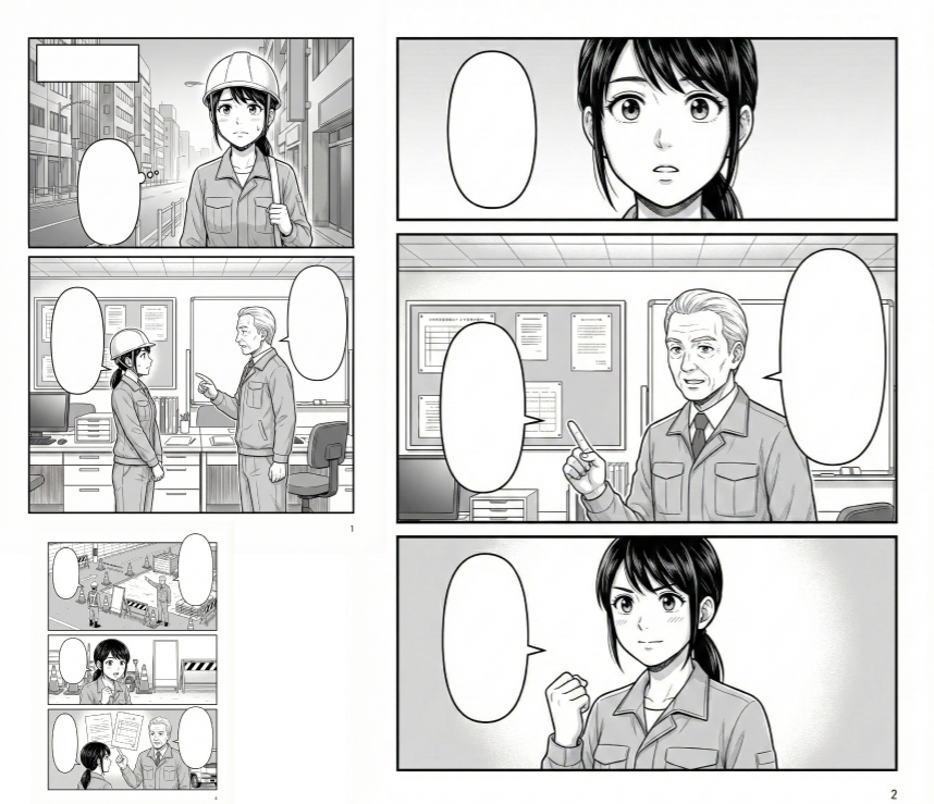 企業漫画におけるシナリオ→作画の自動生成